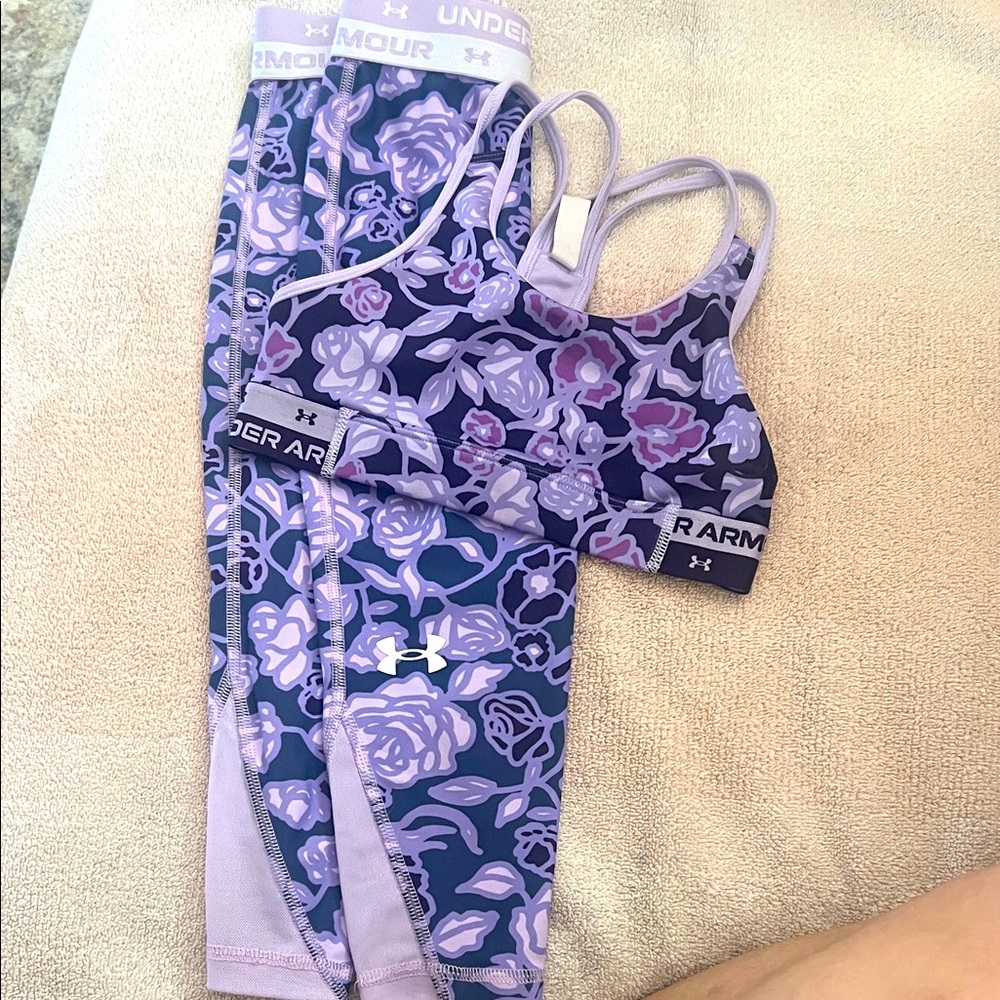 Under Armour Lavender and Navy Floral Activewear Set